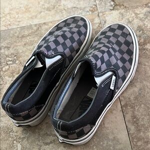 Vans Black and Gray Checkered Slip-Ons